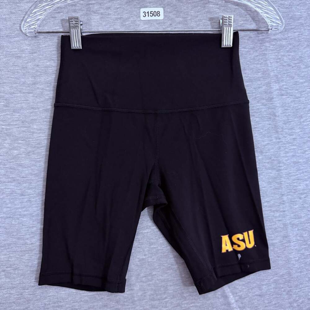 Lululemon Women's 4 Black Align High Rise 6" Inseam Activewear Shorts ASU Logo